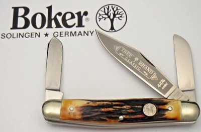 Cuchillo de Colección BOKER Solingen 4474 SS Premium Stock Genuino - Ciervo - Premium 440C Foto 1 de 4