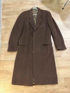 Vtg MANI Giorgio Armani 100%Wool 3 Button Long Coat Mens 40L Brown Made In Italy - Picture 1 of 4