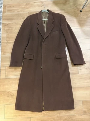 Vtg MANI Giorgio Armani 100%Wool 3 Button Long Coat Mens 40L Brown Made In Italy - Image 1 of 4