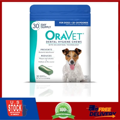 Masticables dentales ORAVET para perros, masticables de cuidado bucal e higiene, 10-24 libras, 30 unidades Foto 1 de 4