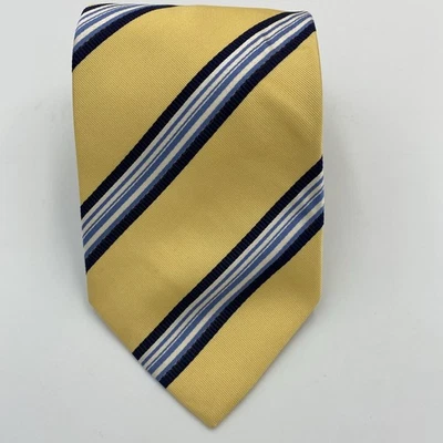 Andrew’s Ties Yellow Blue Striped Italian Silk Tie - image 1 of 4