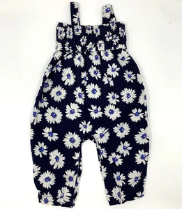Baby Gap Girls 0-3 Months Blue Smocked Floral Summer Romper Jumpsuit - Picture 1 of 6