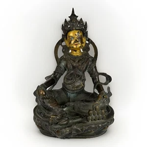 Antique Tibetan Nepalese Yellow Jambhala Dzambhala Buddhist God of Wealth Statue - Picture 1 of 15