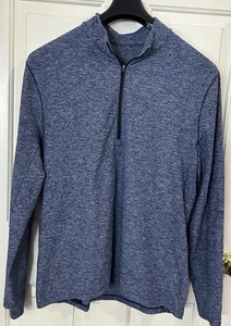 Lululemon Men’s Surge Warm 1/2 Zip Performance Sweater Thumb Loop Heather Blue L - Picture 1 of 7