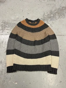 2000s Dolce & Gabbana Orange Grey Beige Lines Wool Sweater (M/L) - Picture 1 of 10
