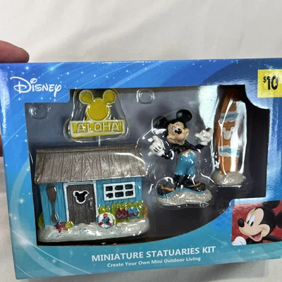 NEW Disney Mickey Mouse Aloha Beach House Surfboard Miniature Statuaries Kit  - Image 1 of 4