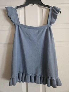 LOFT Camiseta sin mangas Pointelle Suéter con Volantes Talla XL Cuello Cuadrado Blusa sin Mangas - Imagen 1 de 3