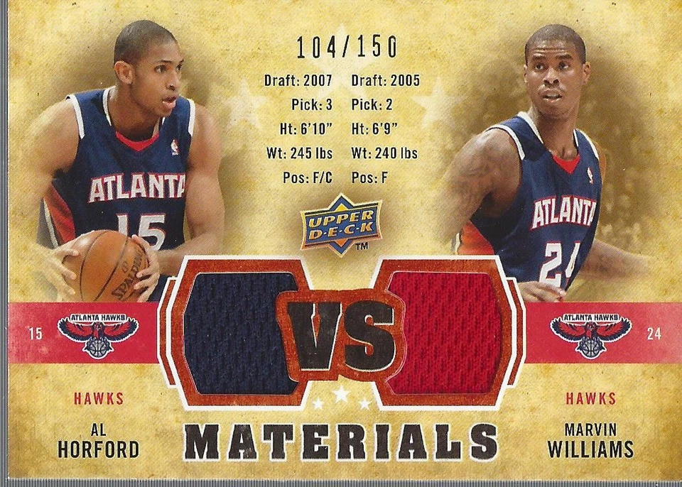 2009-10 Upper Deck VS Dual Material Bronze Al Horford Marvin Williams Jersey/150 - Image 1 of 2