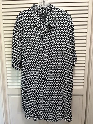 Camisa de vestir Shaquille O’Neal negra/blanca a cuadros manga corta abotonada nueva con etiquetas talla XLT Foto 1 de 4