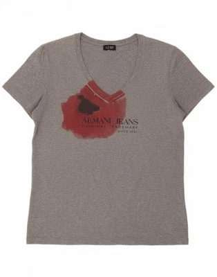 Camiseta Top ARMANI JEANS Mujer Gráfica Reino Unido 12 Gris Medio Algodón BG14 Foto 1 de 4