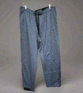 Nike Dri Fit Sweatpants Mens XXL Tall Gray Straight Fleece Pockets Black Swoosh - Picture 1 of 15