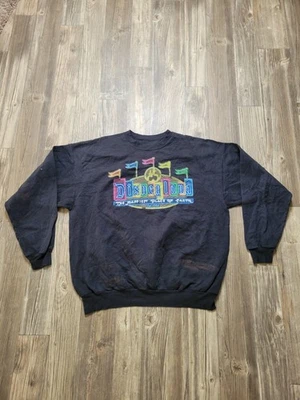 Sudadera Disneyland Para Hombres XL Negra Cuello Redondo Pullover Hanes 50/50 Parques Años 2000 Foto 1 de 4