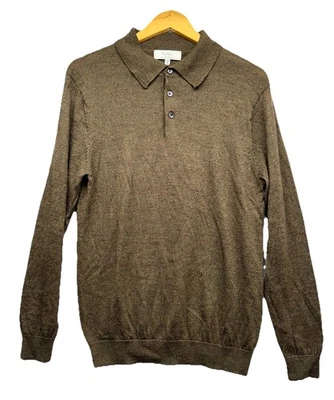 Suéter Tejido Turnbury Extra Fino Lana Merino Marrón Suave Henley Mediano Foto 1 de 4