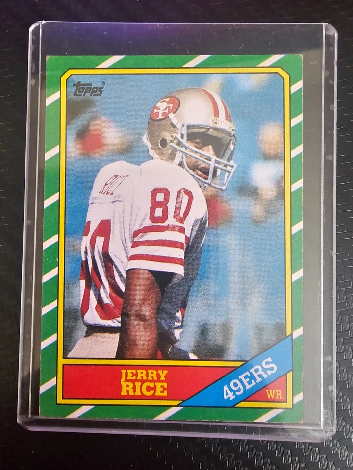 Tarjeta de novato 1986 Topps Football Jerry Rice #161 RC Foto 1 de 2