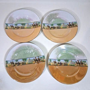 Antique Egyptian Revival Lusterware Dessert Salad Plate Germany 6 5/8" Lot of 4 - Picture 1 of 11