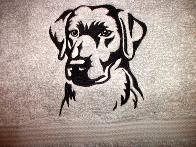 LABORATORIO NEGRO, DISEÑO BORDADO, TOALLA DE MANO GRIS CLARO Foto 1 de 4