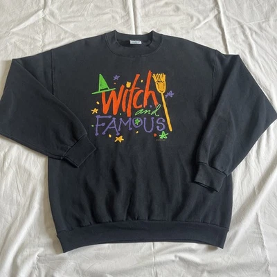 Винтажный Хэллоуин Crewneck толстовка размер XL ведьма и известный графический сделано в США - Изображение 1 из 4