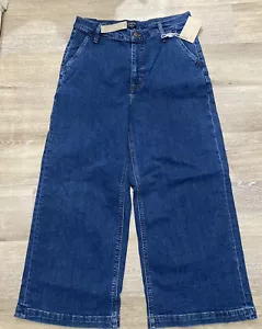 J Crew Women’s Medium Wash High Waist Raw Hem Slim Wide Leg Jeans Sz 30 NWT - Picture 1 of 10