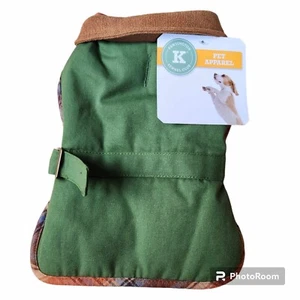 Kensington Dog Vest Jacket Size XS Canvas Corduroy Sherpa Lined Warm Green NEW - Picture 1 of 4