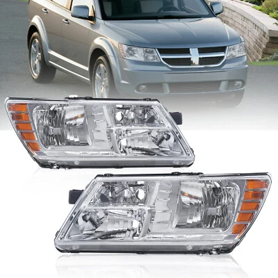 Conjunto de pares de faros delanteros para Dodge Journey 2009-2020 carcasa cromada Foto 1 de 4