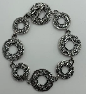Carolyn Pollack Signed Sterling Silver Filigree Southwestern Toggle Bracelet - Picture 1 of 12