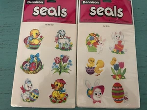 Vintage Ostern Hase Ente Dennison Aufkleber Siegel Menge 2 Packungen versiegelt selbstklebend - Bild 1 von 1