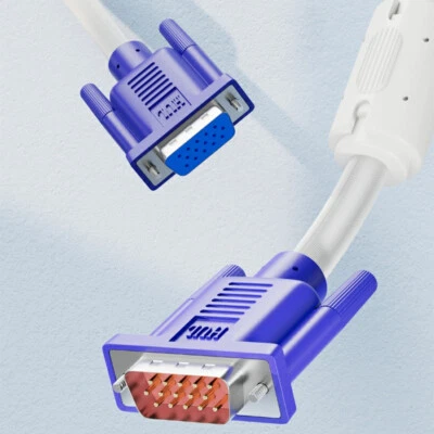 VGA Cable Male to Male/Male to Female PC Monitor TV LCD Plasma HD SVGA Lead - Image 1 of 3