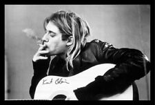 FRAMED Kurt Cobain (Smoking) Playing Guitar 36x24 Photograph Music Poster