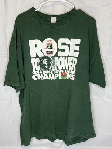 Rose to Power Michigan State Spartans 2014 Rose Bowl Champions T Shirt Size 2XL Cover
