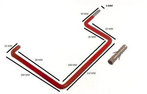 Roter Wand-Allzweck-Aufbewahrungshaken mit Rawl-Stecker mit Packungsgröße 100 - Bild 1 von 1