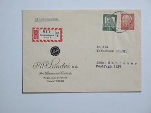 Bund Heuss 264 + 350 R-Brief Langenhagen n. Hannover - Bild 1 von 3