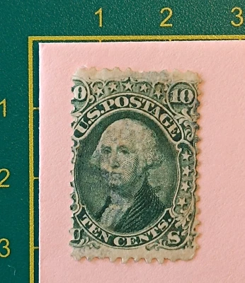 US Stamp 1861, Sc A27 #68, 10c green, used, OG - Image 1 of 4