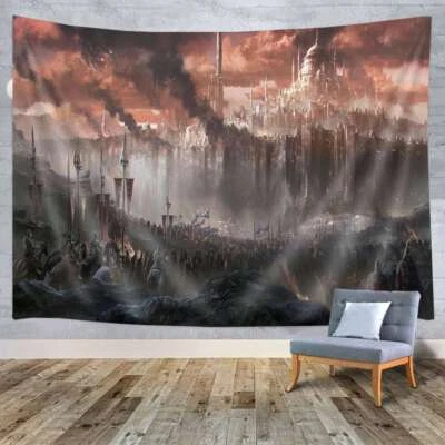 Tapeçaria extra grande pendurada na parede cavaleiro medieval cruzadas de guerra pôster de arte em tecido - Imagem 1 de 4