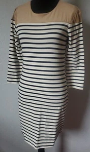 Monteau Hemdkleid marineblau elfenbeinfarben gestreift Ellenbogen Patches Business Freizeit Größe Small - Bild 1 von 8