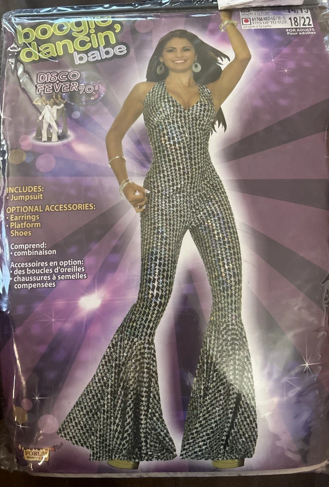 Boogie Dancing Babe 70's Disco Fever Halter Fancy Dress Halloween Adult Costume - Image 1 of 3