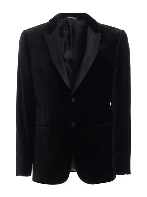 Blazer de terciopelo negro de lujo para hombre Diseñador Ropa de fiesta Elegante Cena Blazer Abrigos Foto 1 de 3