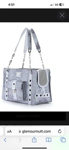 Hund Katze Designer Haustier Tragetasche Cece Kent Luxus Blau Schlangenhaut Silber XS - Bild 1 von 8