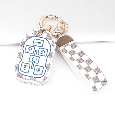 Para GMC Yukon XL Chevrolet Tahoe Cuero Blanco 6 Botones Llavero Inteligente Cubierta Foto 1 de 4