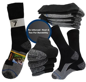 4-8-12 Crew socks REINFORCED Black COTTON WORK SOCKS FULL CUSHION SIZE 10-13 - Picture 1 of 11