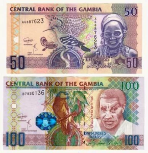 Nuovo: GAMBIA 50 e 100 Dalasis Banconote (2018) P.28d e 29bc - UNC. - Foto 1 di 2