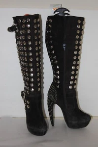 6❤️Jeffrey Campbell HIGH HEELS PLATEAU WILD LEDER Nieten halbhohe Stiefel - Bild 1 von 16