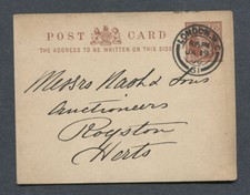 Great Britain : Postal card from 1900 - London to Royston