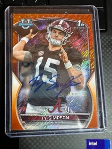 🏈 2022 Bowman Chrome University NARANJA Ty Simpson Auto 4/25 Alabama - Imagen 1 de 2