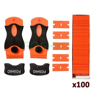 100 Pcs Plastic Razor Blades and Razor Scraper Double Edged Sticker Removal Tool - Picture 1 of 9