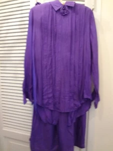 VINTAGE 2-TEILIGES 100% SEIDE HOSE OUTFIT GR. S EIN UNTERER KNOPF FEHLT WASCHBAR - Bild 1 von 9