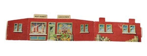 HO Train Folding Paper Building Meat Market Grocery Store Red Brick Windows (M5) - Picture 1 of 2