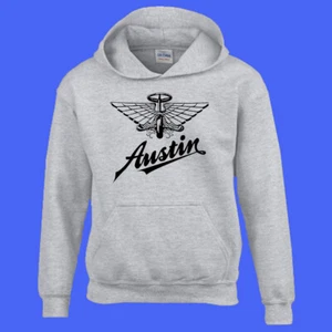 Felpa con cappuccio da uomo grigia Austin retrò logo auto classica taglia S-3XL - Foto 1 di 1