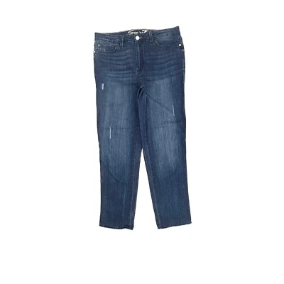 Pantalones de mezclilla Seven7 Boyfriend desgastados dobladillo crudo para mujer talla 12 azul lavado oscuro Foto 1 de 3