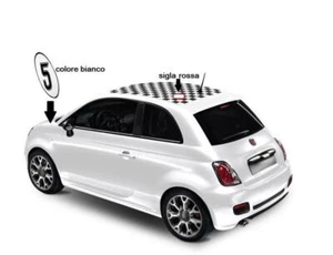 Adesivi tetto per Fiat 500 capote scacchi scacchiera stickers bianco con dima - Foto 1 di 1