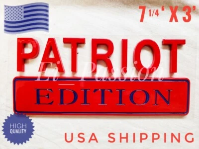 PATRIOT EDITION Red & Blue Fit All Car Trucks logo CUSTOM EMBLEM Auto Badge Door - Image 1 of 4